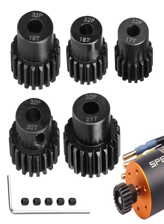 AIMROCK 5-Pack 32P RC Motor Pinion Gears Set: 17T 18T 19T 20T 21T Upgrade Parts for RC Car 5mm Shaft Motor - Image 1